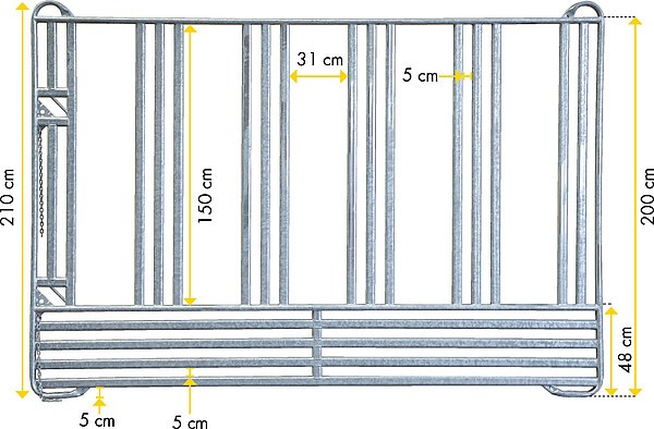 Sicherheits-Pferde-Panel mit Fressgitter, Länge 3,0 m, Höhe 2,1 m