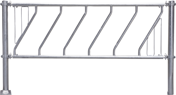 Schrägfressgitter, Nennlänge 4 m, 8 Fressöffnungen, mit Mittelstütze