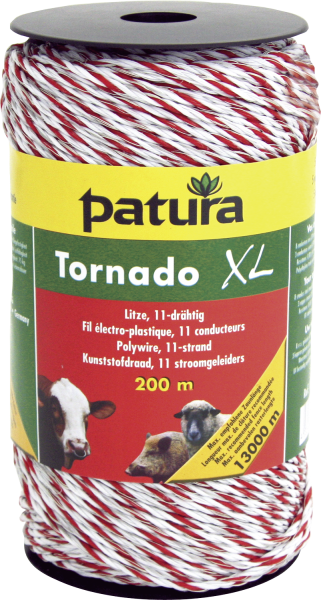 200 m Tornado XL Litze, 0,08 Ohm/m, 8xEdelstahl-, 3xKupferleiter, weiss-orange