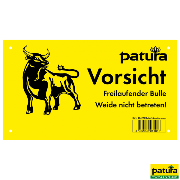 160201 Patura Warnschild Vorsicht Freilaufender Bulle